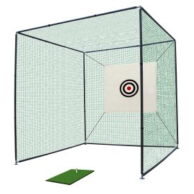 10X10X10FT Golf Practice Net Cage w/ Metal Frame Hitting Net Kit Indoor Outdoor