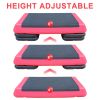 Adjustable Workout Aerobic Stepper in Fitness & Exercise Step Platform Trainer Red Black with 2 Risers