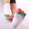 1pair Rainbow Color Non-slip Towel Bottom Yoga Socks, Cozy 5 Toes Split Knitted Calf Crew Socks, Women's Yoga Socks