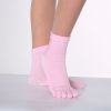 1pair Rainbow Color Non-slip Towel Bottom Yoga Socks, Cozy 5 Toes Split Knitted Calf Crew Socks, Women's Yoga Socks