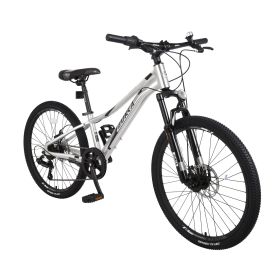 Mountain Bike for Girls and Boys Mountain 24 inch shimano 7-Speed bike (Color: as Pic)