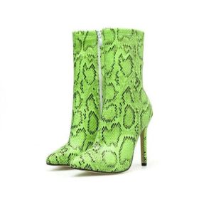 New Women 11.5cm High Heels Boots Fetish Pointed Toe Boots Serpentine (Shoe Size: 9, Color: Green)