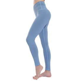 Women's High Waist Leggings Yoga Sport Pants (Color: Light Blue, size: L)