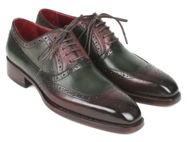 Paul Parkman Goodyear Welted Oxfords Brown & Green (ID#BW926GR) (Select your size: EU 44 - US 10.5 / 11)