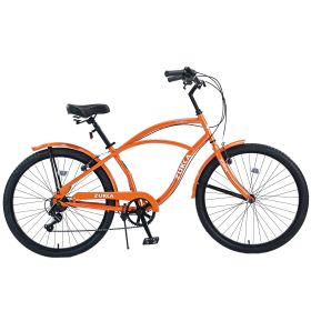 7 Speed Bicycles 26"Inch Multiple Colors Men's Beach Cruiser Bike (Color: as Pic)