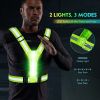 Led Light Up Running Vest Reflective For Walking At Night; High Visibility Gear Rechargeable Adjustable For Runners Walkers Men And Women