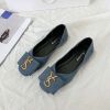 2024 Shallow Flats Casual Shoes Women Metal Letters Loafers Oxford