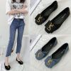 2024 Shallow Flats Casual Shoes Women Metal Letters Loafers Oxford