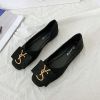 2024 Shallow Flats Casual Shoes Women Metal Letters Loafers Oxford