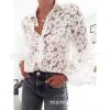 Spring Lapel Sweater Floral Print Sexy Perspective Long Sleeve